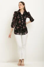 FASHJONS 360 Women's Georgette Tunic ( Black ) - Image 2