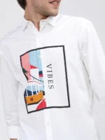 Highlander 100% Cotton Slim Fit Printed Full Sleeves Men's Casual Shirt - White ( Pack of 1 ) - Image 4