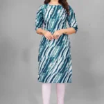 KHODAL KRUPA CRETION Crepe Printed Straight Women's Kurti - Navy Blue ( Pack of 1 )