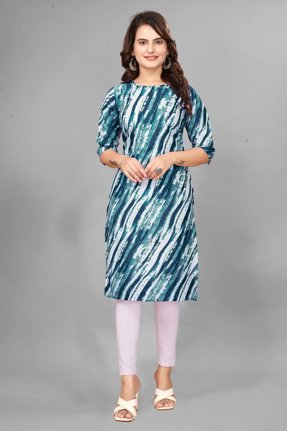 KHODAL-KRUPA-CRETION-Crepe-Printed-SDL526973368-1-ddc68 KHODAL KRUPA CRETION Crepe Printed Straight Women's Kurti - Navy Blue ( Pack of 1 ) - Image 1