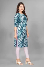 KHODAL KRUPA CRETION Crepe Printed Straight Women's Kurti - Navy Blue ( Pack of 1 ) - Image 4