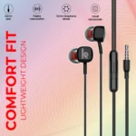 KIVART Rocket Wired Earphones | EP-Rocket | Powerful Sound, Deep Bass, Comfortable Fit (Black) - Image 3