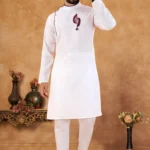 White Cotton Blend Regular Fit Men's Kurta Pyjama Set ( Pack of 1 )