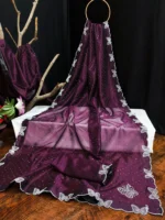 Kashvi Sarees Net Solid Regular Saree With Unstitched Blouse Piece ( Pink ) - Image 3