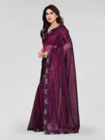 Kashvi Sarees Net Solid Regular Saree With Unstitched Blouse Piece ( Pink ) - Image 2