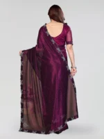 Kashvi Sarees Net Solid Regular Saree With Unstitched Blouse Piece ( Pink ) - Image 3