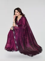 Kashvi Sarees Net Solid Regular Saree With Unstitched Blouse Piece ( Pink ) - Image 4