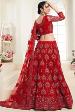 Keyura Red Net Unstitched Semi Stitched Lehenga Single - Image 2