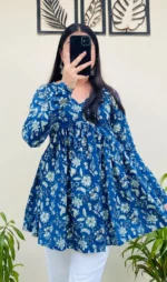 KumKum Creation Women's Rayon A-Line Top ( Blue ) - Image 4