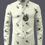 LAXBON 100% Cotton Regular Fit Printed Full Sleeves Men's Casual Shirt - Cream ( Pack of 1 )