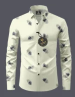 LAXBON 100% Cotton Regular Fit Printed Full Sleeves Men's Casual Shirt - Cream ( Pack of 1 )