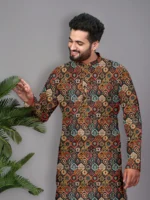 Brown Cotton Blend Men's Regular Kurta ( Pack of 1 ) - Image 3