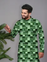 Green Cotton Blend Men's Regular Kurta ( Pack of 1 ) - Image 3