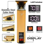 LAZYWINDOW Golden Trimmer Gold Cordless Beard Trimmer With 120 minutes Runtime - Image 3