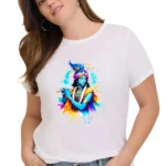 Women Polyester Printed Regular Fit Round Neck T-Shirt ( White )