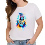 Women Polyester Printed Regular Fit Round Neck T-Shirt ( White ) - Image 3