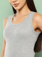 Leading Lady Women's Cotton Tank Top ( Grey Melange ) - Image 2