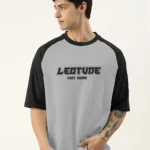 Leotude Men Cotton Blend Oversized Fit Printed T-Shirt ( Grey )