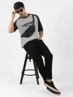 Leotude Men Cotton Blend Oversized Fit Printed T-Shirt ( Grey ) - Image 4