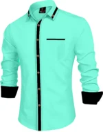 MAN'S SUITUP Cotton Blend Regular Fit Solids Full Sleeves Men's Casual Shirt - Green ( Pack of 1 ) - Image 3