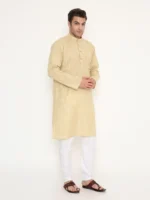 Camel Viscose Regular Fit Men's Kurta Pyjama Set ( Pack of 1 ) - Image 4