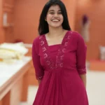 Move To Fashion Women Georgette Embroidered A-line Kurti ( Pink )