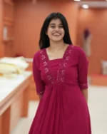 Move To Fashion Women Georgette Embroidered A-line Kurti ( Pink )