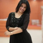 Move To Fashion Women Georgette Embroidered A-line Kurti ( Black )