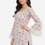 Women Cotton Blend Printed Straight Kurti ( Maroon )
