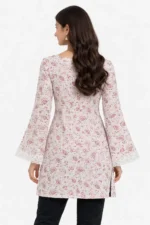 Women Cotton Blend Printed Straight Kurti ( Maroon ) - Image 2