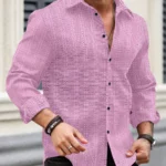 Nofilter Poly Cotton Regular Fit Self Design Full Sleeves Men's Casual Shirt - Pink ( Pack of 1 )