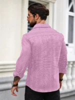 Nofilter Poly Cotton Regular Fit Self Design Full Sleeves Men's Casual Shirt - Pink ( Pack of 1 ) - Image 4