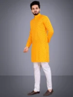 Nofilter Yellow Cotton Blend Regular Fit Men's Kurta Pyjama Set ( Pack of 1 )