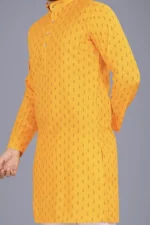 Nofilter Yellow Cotton Blend Regular Fit Men's Kurta Pyjama Set ( Pack of 1 ) - Image 4