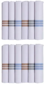PENYAN - White Cotton Men's Handkerchief ( Pack of 12 )
