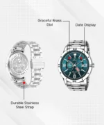 PIRASO Silver Stainless Steel Analog Men's Watch - Image 3