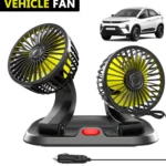 Portable 12V Dual Head Fan with 2 Speed Modes 360° Rotatable Heads for Car, Truck, home etc.
