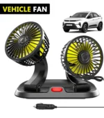 Portable 12V Dual Head Fan with 2 Speed Modes 360° Rotatable Heads for Car, Truck, home etc.