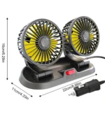 Portable 12V Dual Head Fan with 2 Speed Modes 360° Rotatable Heads for Car, Truck, home etc. - Image 3