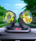 Portable 12V Dual Head Fan with 2 Speed Modes 360° Rotatable Heads for Car, Truck, home etc. - Image 4