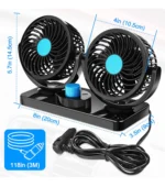 Portable Cooling Fan with 2 Speed Modes 360 Degree Rotatable Dual Head. - Image 3