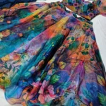 PuriMaa Blue Organza Circular Semi Stitched Lehenga