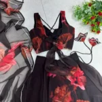 PuriMaa Blue Organza Circular Semi Stitched Lehenga