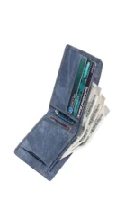 RHYLOZ PU Solid Men's Two Fold Wallet With 5 Slots For Card ( Blue , Pack of 1 ) - Image 3