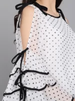 Raabta Fashion Women's Georgette Regular Top ( White ) - Image 2