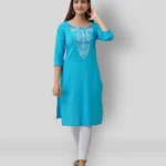 Radiksa - Blue Cotton Women's Straight Kurti ( Pack of 1 )