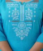 Radiksa - Blue Cotton Women's Straight Kurti ( Pack of 1 ) - Image 3