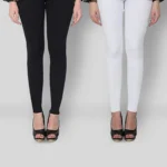 Multicoloured Cotton Blend Women's Leggings ( Pack of 2 )