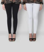 Multicoloured Cotton Blend Women's Leggings ( Pack of 2 )