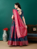 SWAMI STUDIO Women Jacquard A-line Semi Stitched Lehenga Choli ( Turquoise ) - Image 2